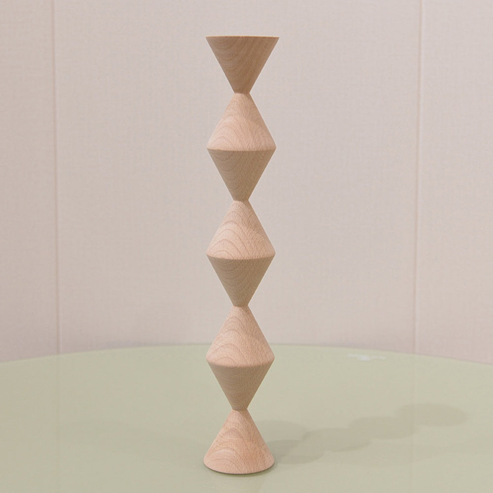 Natural Wood Geometric Candleholder - Large FB-086-N