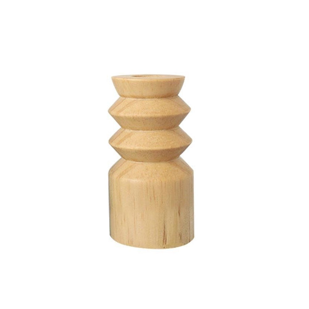 Natural Wood Geometric Candleholder FB-087-N