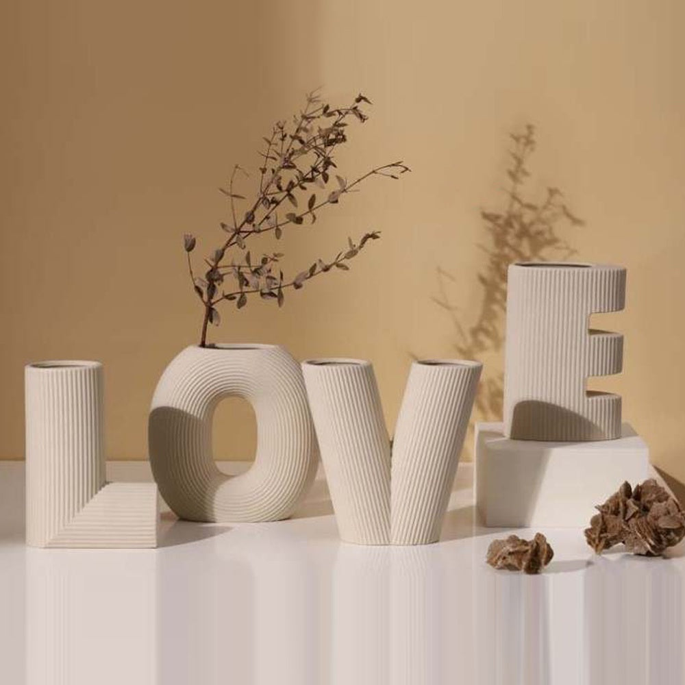 Beige Ceramic LOVE Vase FB-090-BG