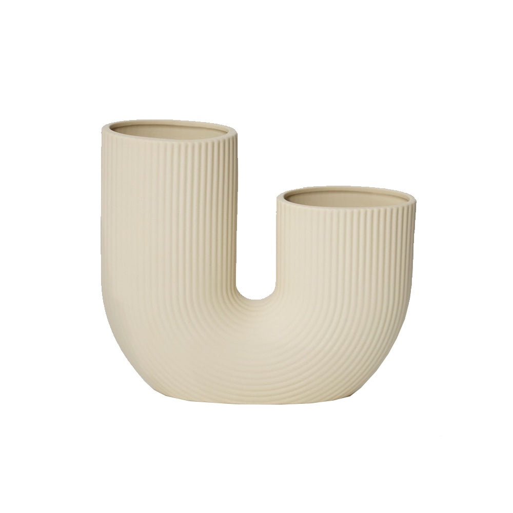 Beige Ceramic U-Shaped Vase FB-091-BG