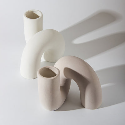Light Beige Ceramic Twist Vase FB-093-BG