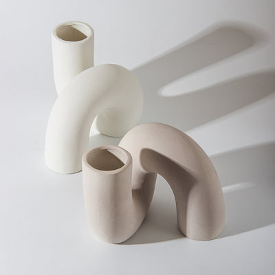 White Ceramic Twist Vase FB-093-W