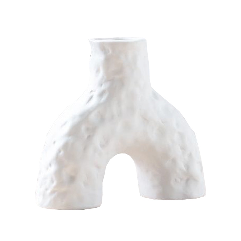 White Textured Ceramic 'N' Vase - Large FB-095-L