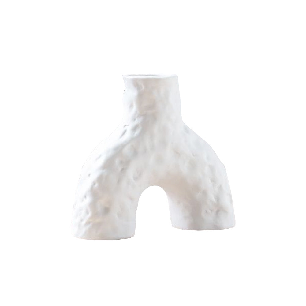 White Textured Ceramic 'N' Vase - Small FB-095-S