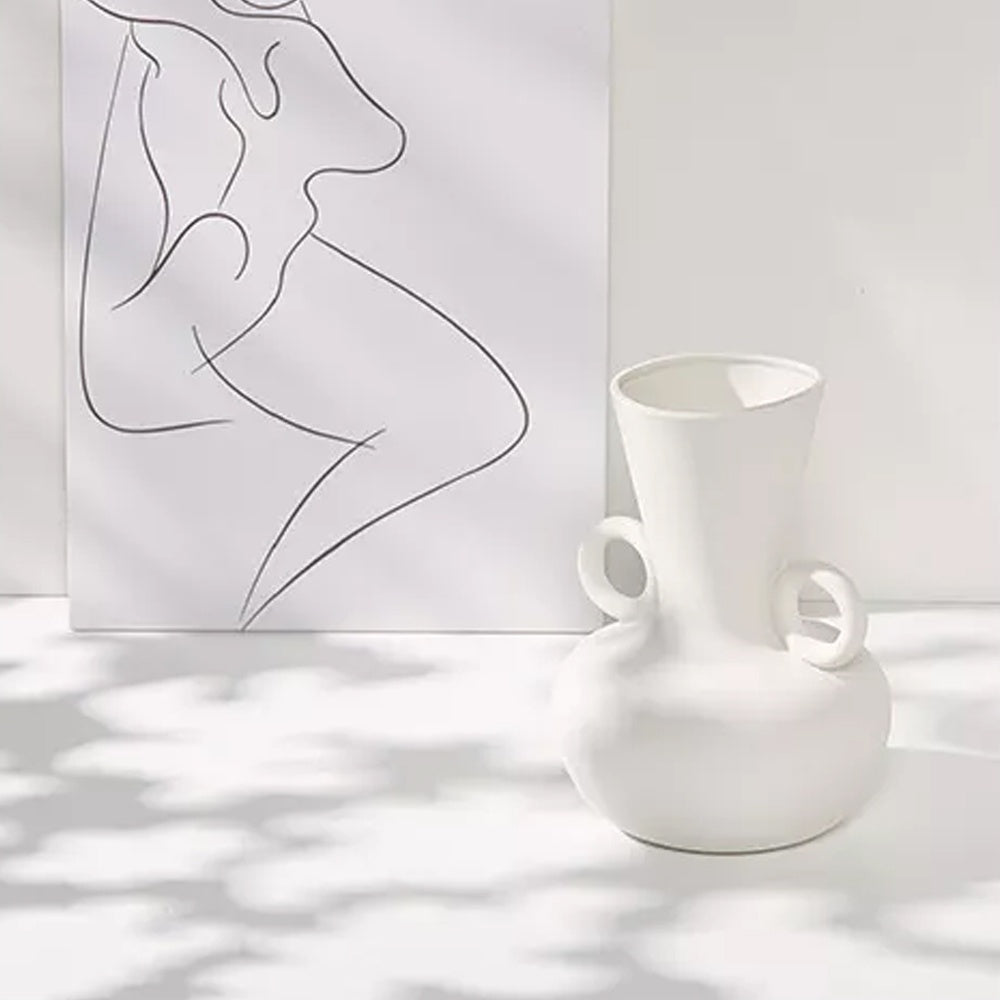 White Ceramic Vase with Handles FB-098-D