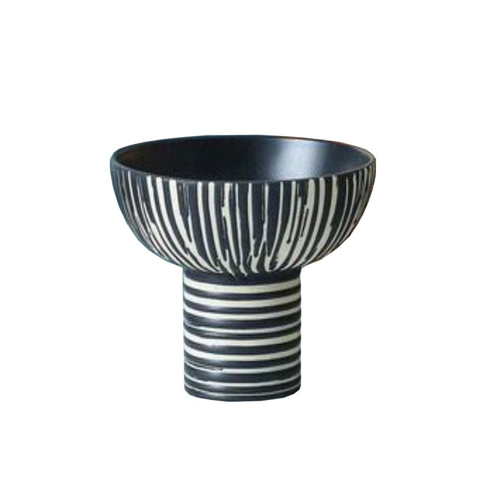 Black & White Ceramic Pedestal Vase FB-102-S