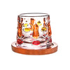 Colorful Glass with Wooden Saucer  FB-106-A