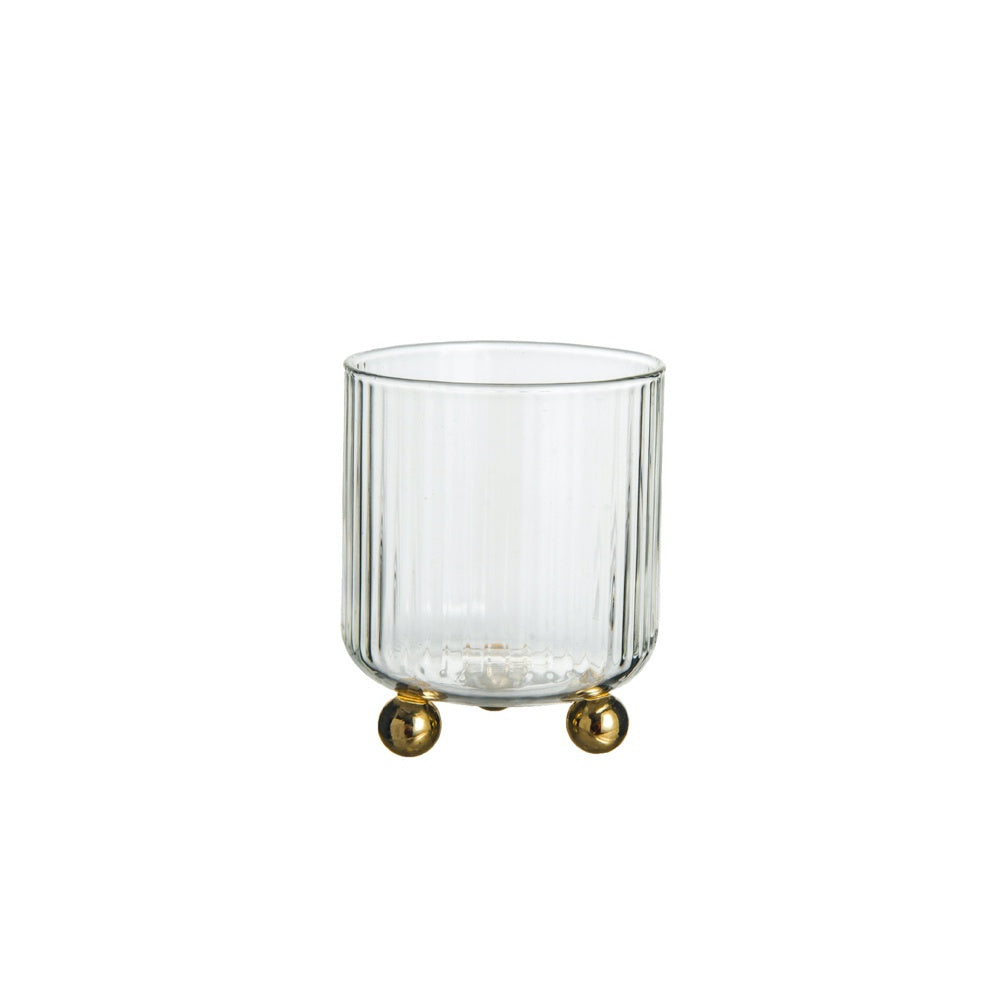 Glass Ribbed Bud Vase with Gold Feet FB-110