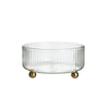 Glass Ribbed Decorative Bowl with Gold Feet FB-111