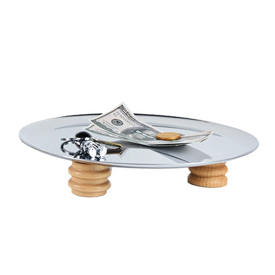 Metal & Wooden Pedestal Tray - Round FB-113-RD