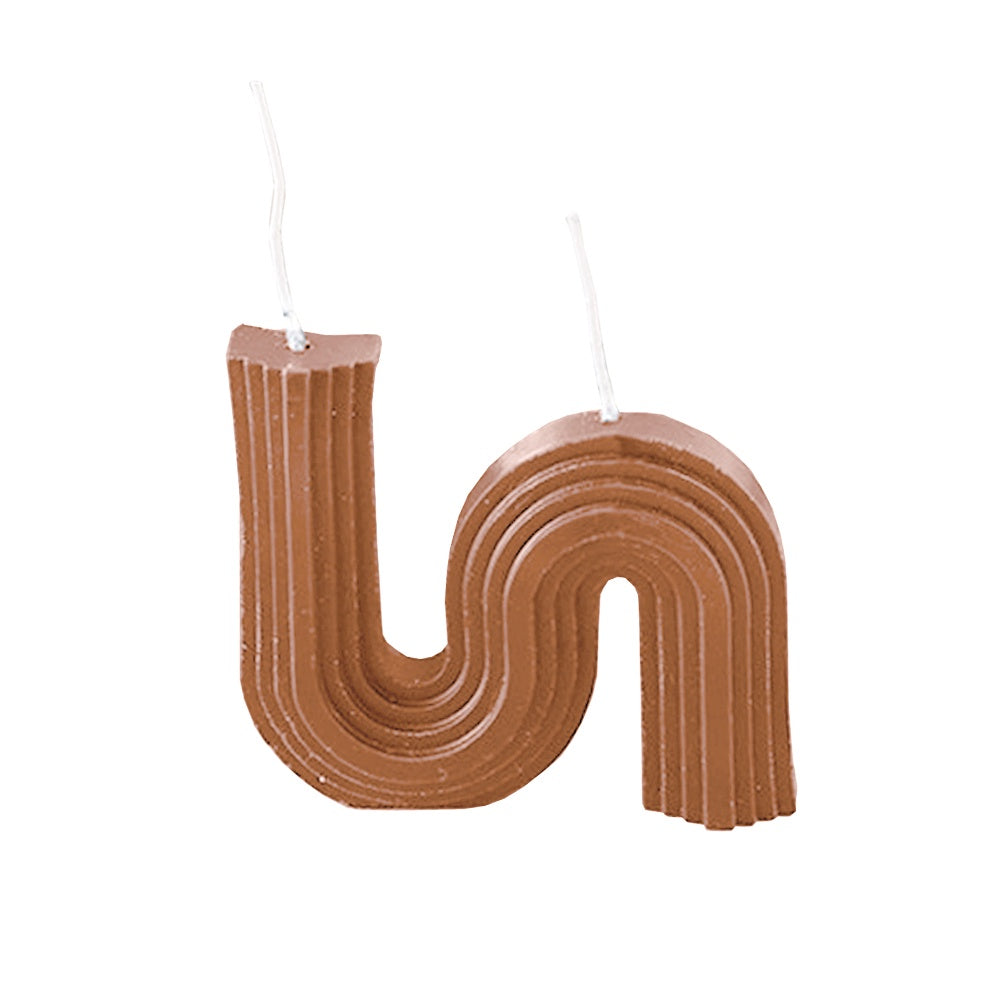 Brown 'S' Shaped candle with Double Wick FB-117-BR
