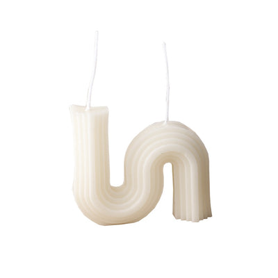 White 'S' Shaped candle with Double Wick FB-117-W