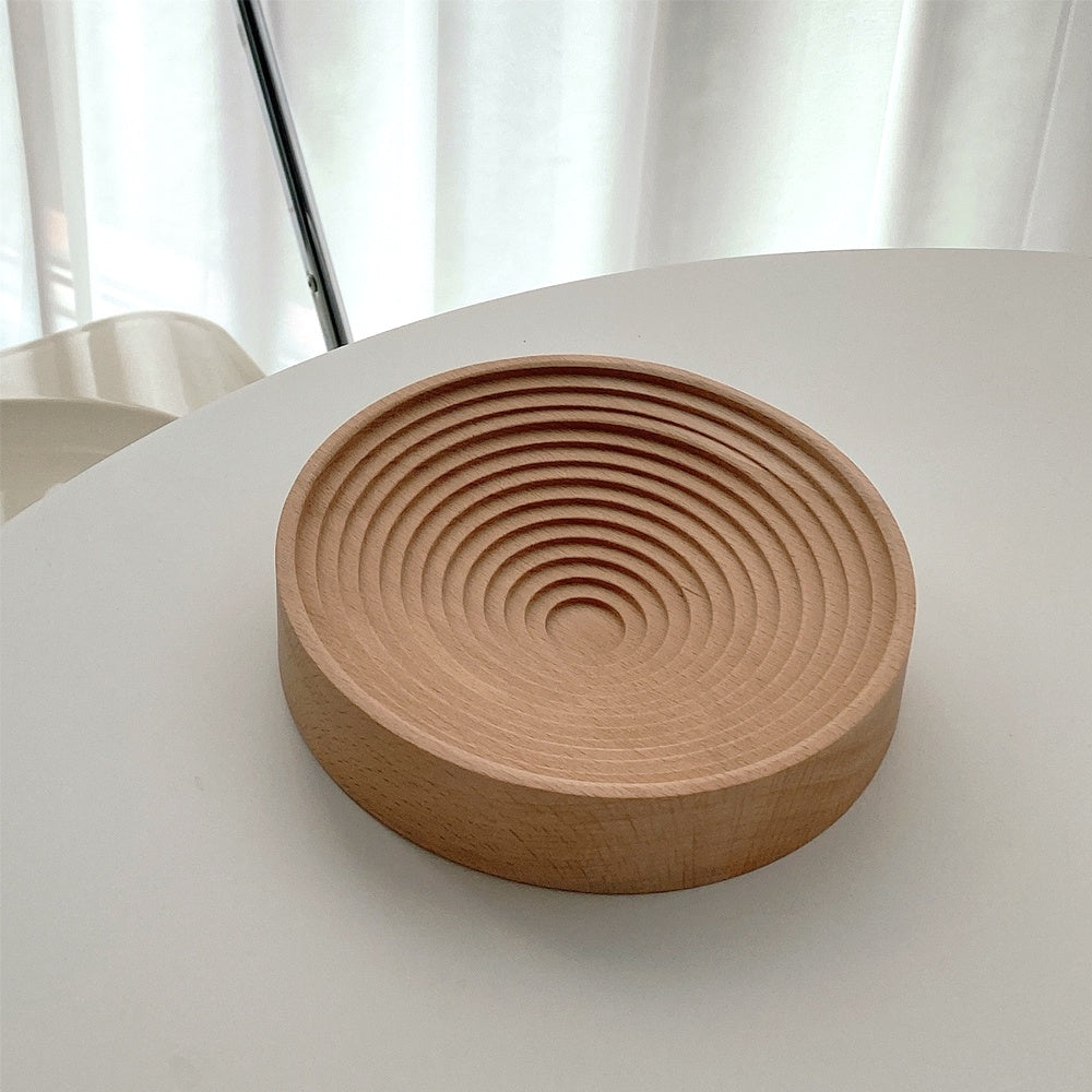 Round Wooden Ribbed Decorative Plate FB-119