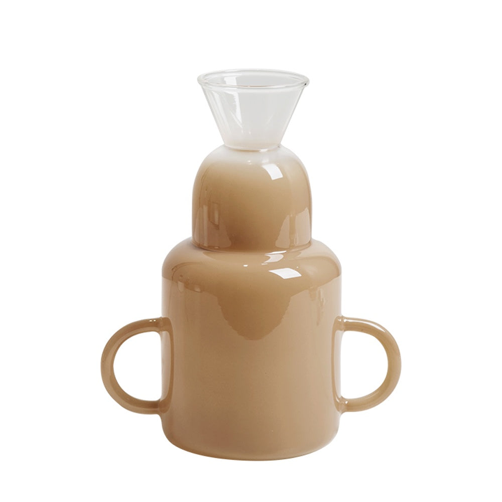 Beige Glass Vessel with Handle Detail FB-E23011