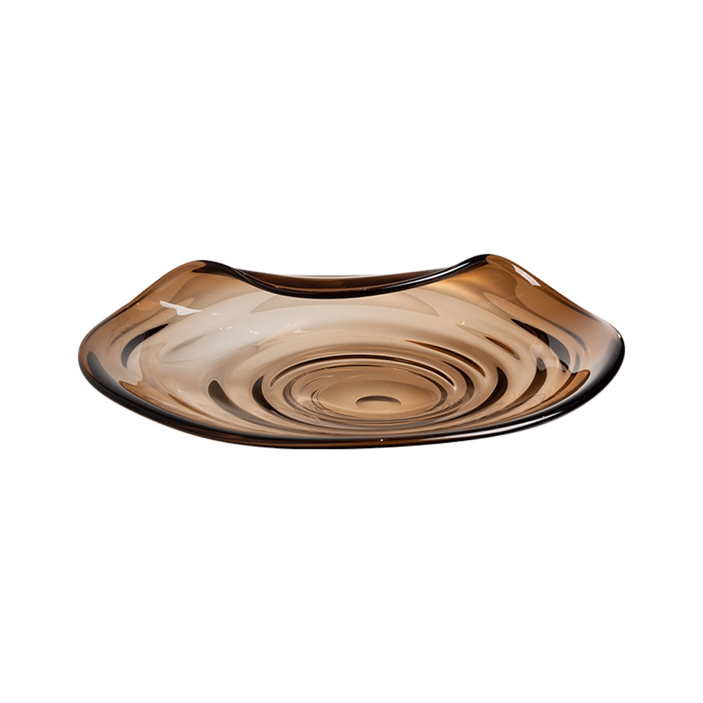 Brown Glass Ripple Platter with Curve Detail FB-E23038
