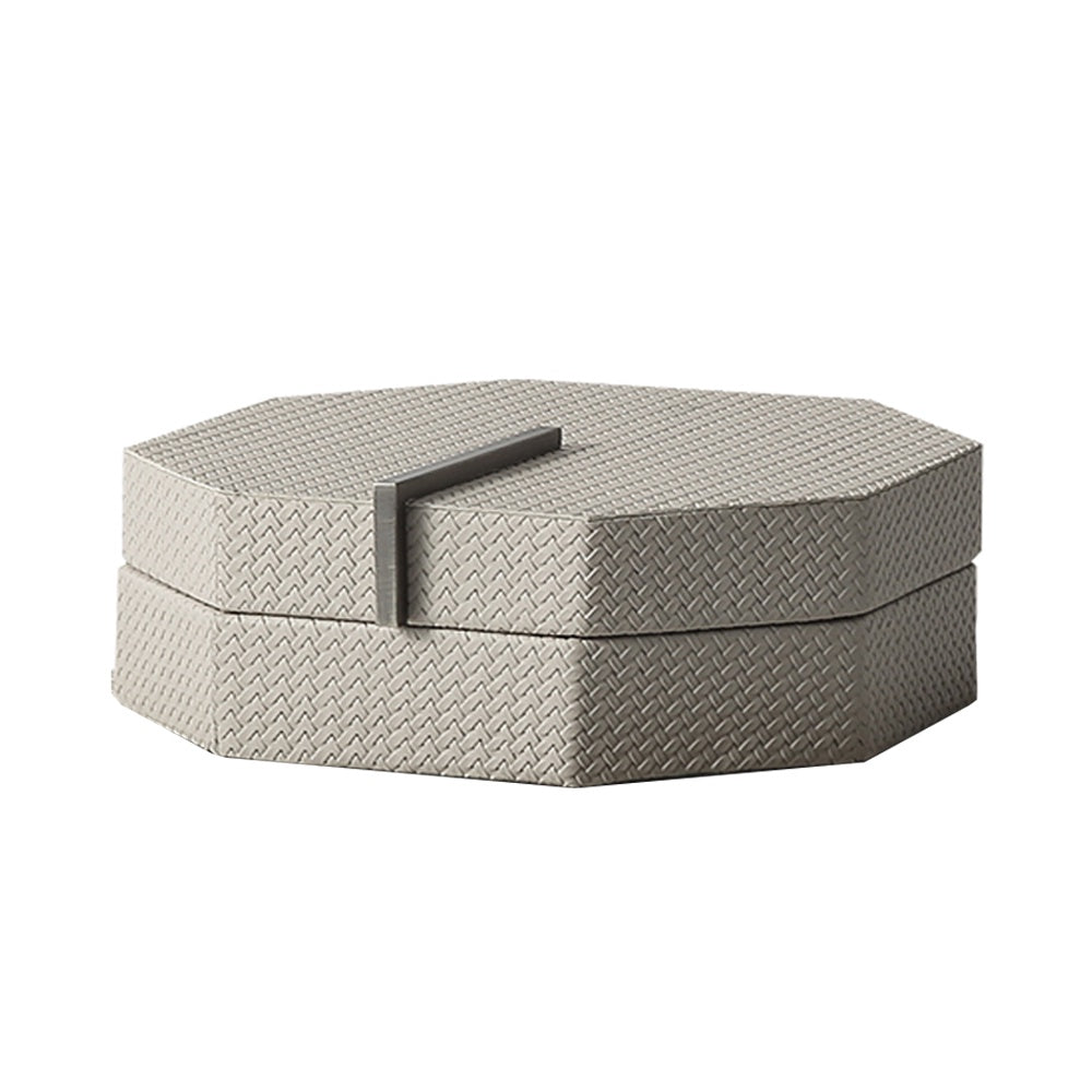 Beige Faux Leather Box with Metal Detail - Large FB-PG2117A