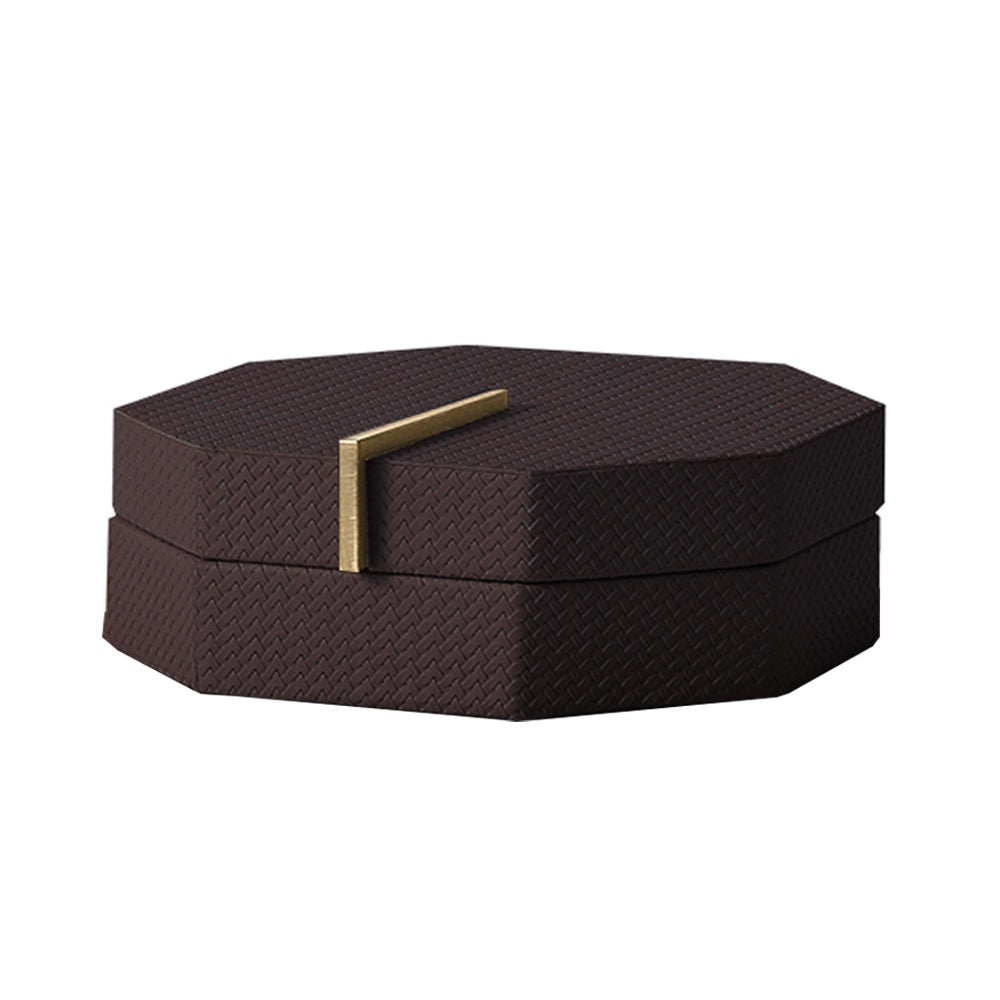 Brown Faux Leather Box with Metal Detail - Large FB-PG2119A