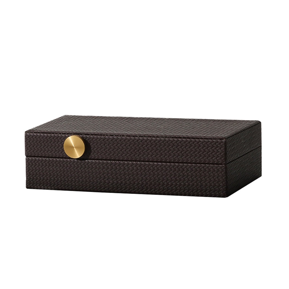 Brown Faux Leather Box with Gold Metal Detail - Large FB-PG2122A