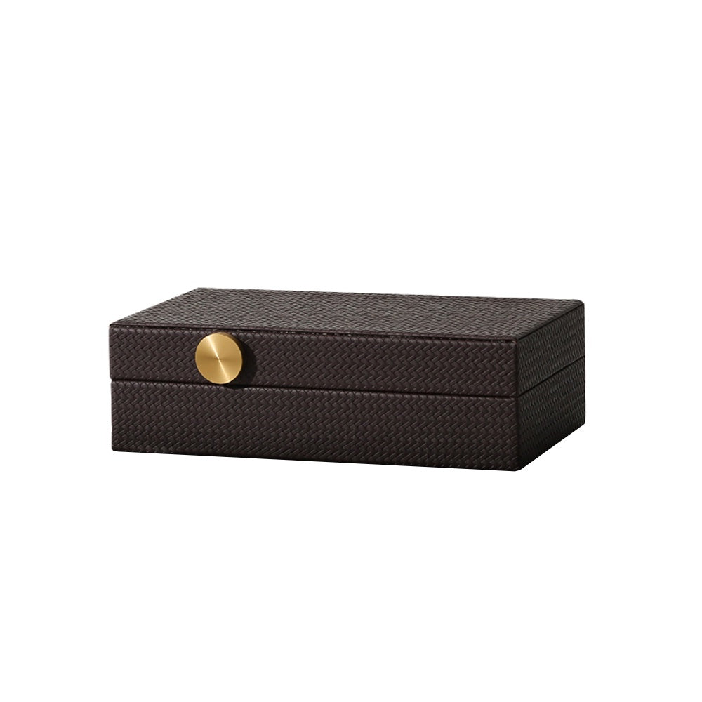 Brown Faux Leather Box with Gold Metal Detail - Medium FB-PG2122B