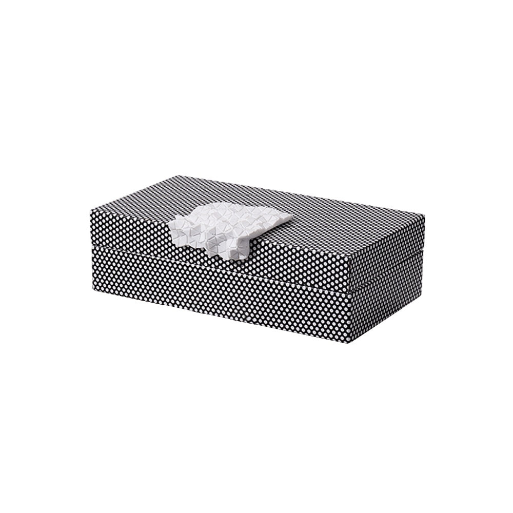 Black & White Polkadot Box with White Geometric Detail - Medium FB-PG2123B
