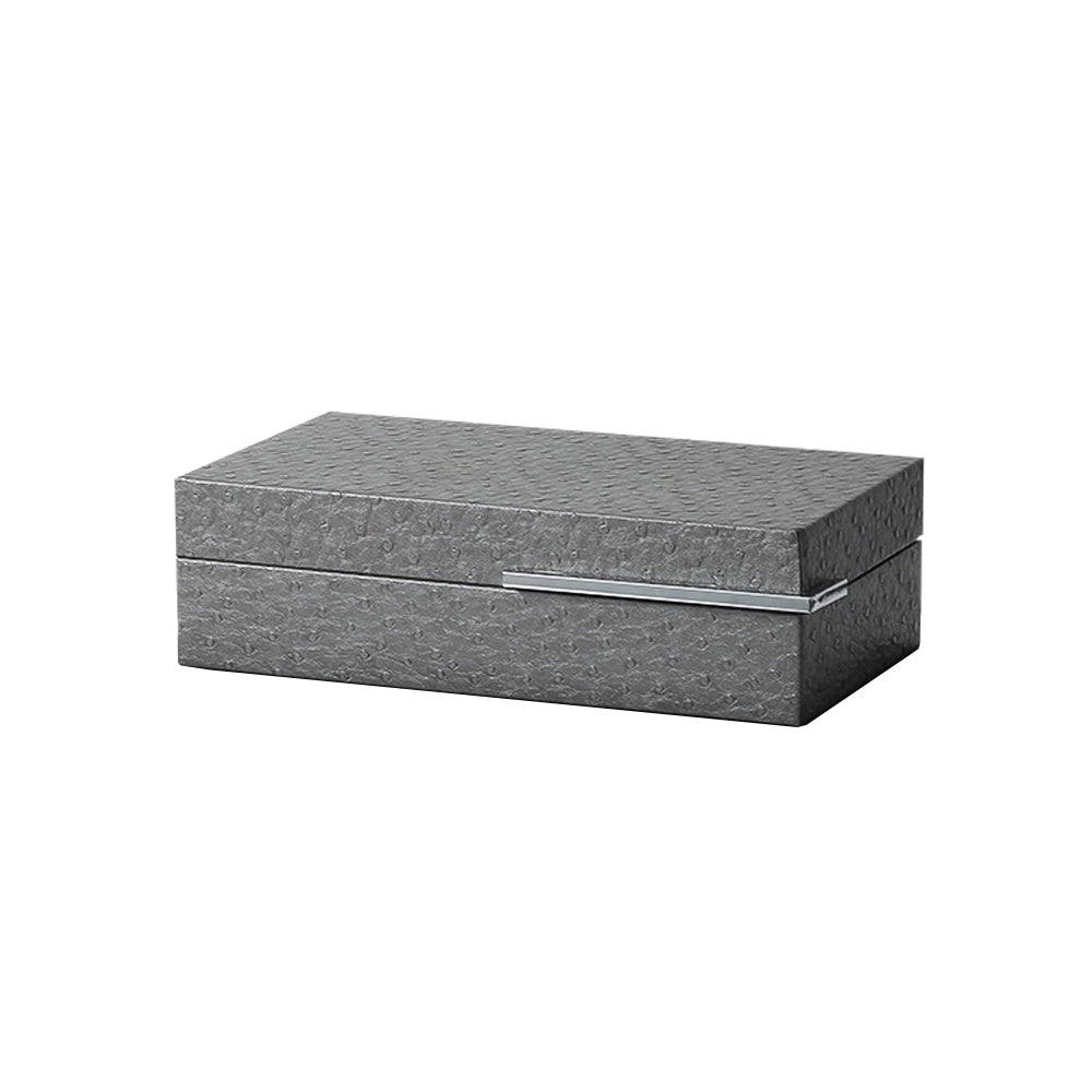 Dark Grey Faux Leather Box with Silver Metal Detail - Medium FB-PG2128B