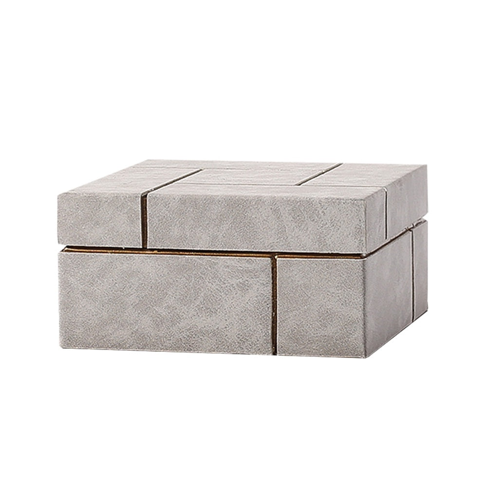 Pale Taupe Suede Box with Brown Linear Detail - Large FB-PG2144A