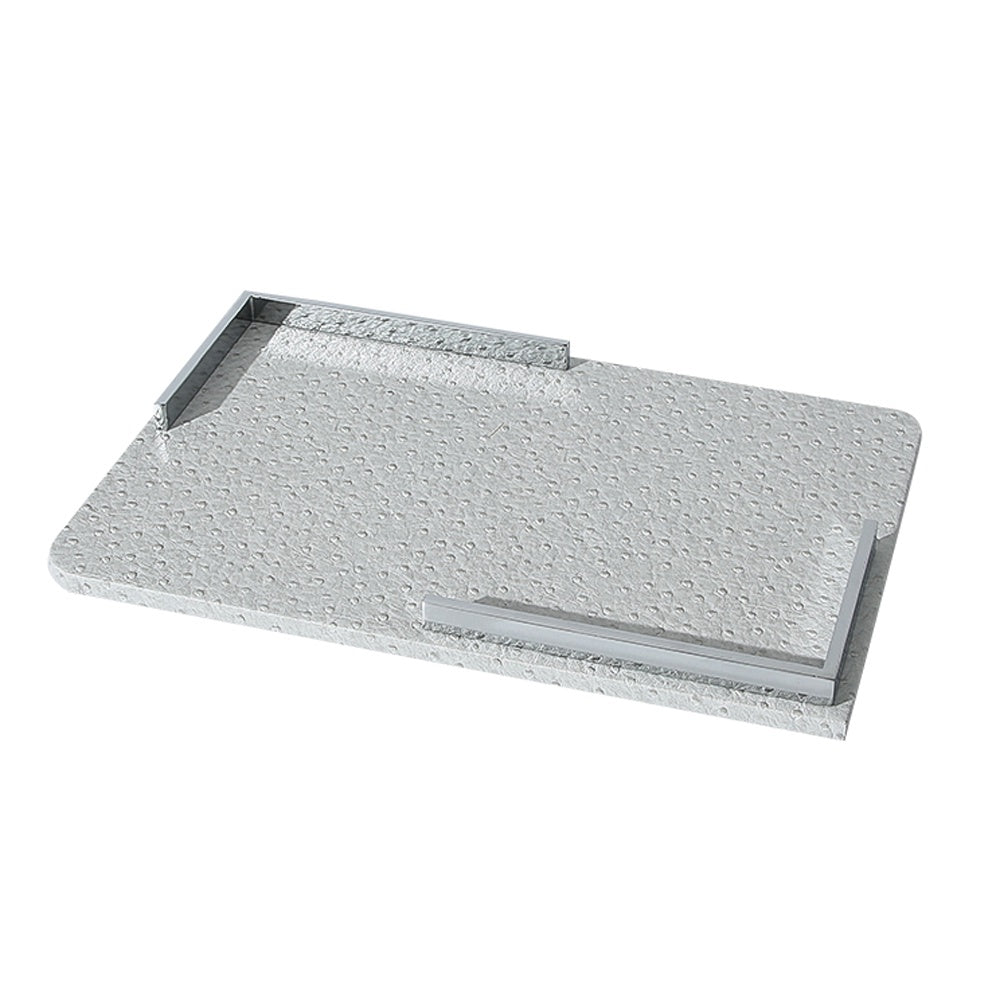 White Faux Leather Tray with Chrome Metal Detail FB-PG2149A