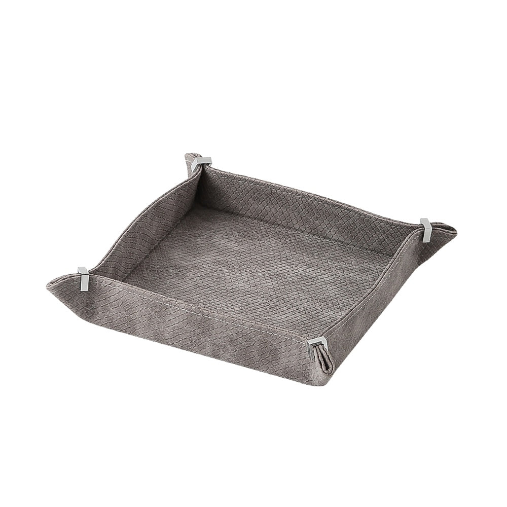 Dark Grey Square Leather Tray with Metal Detail - Large FB-PG2202A