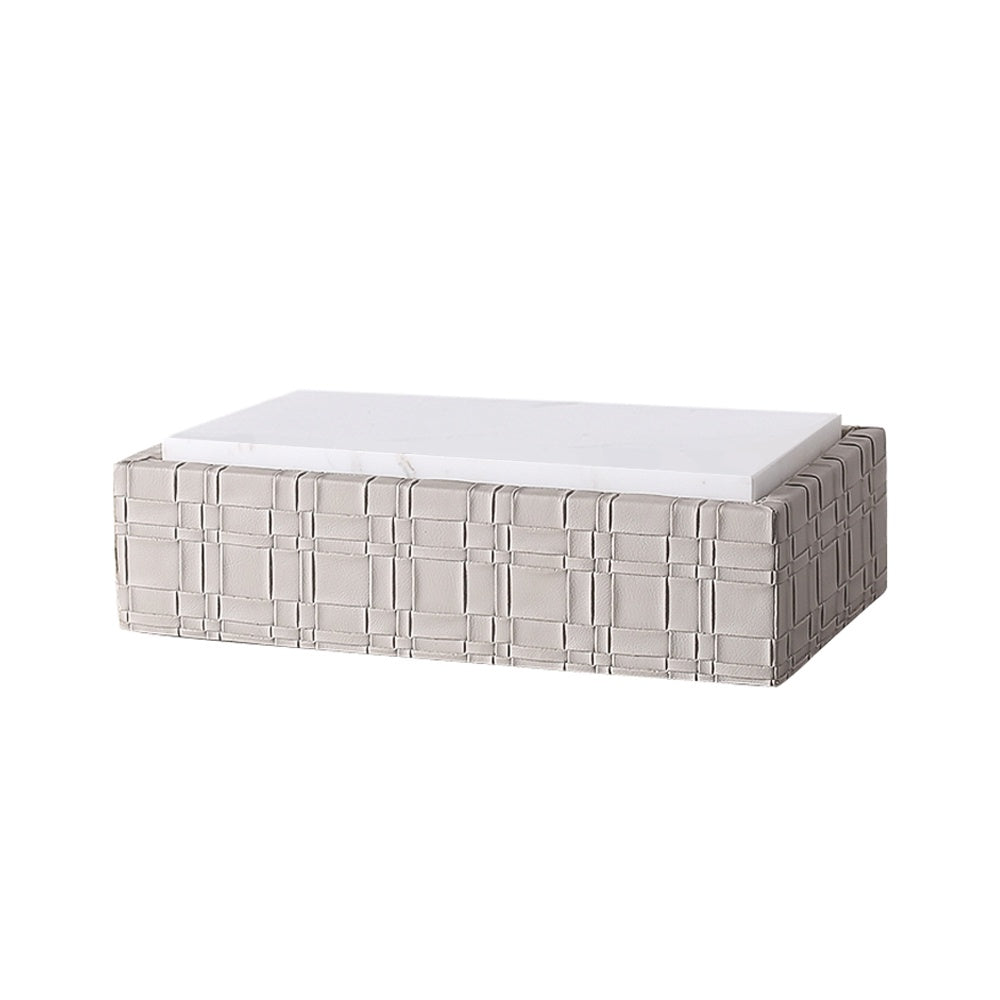 Light Grey Textured Leather Box with Crystal Lid - Large FB-PG2206A
