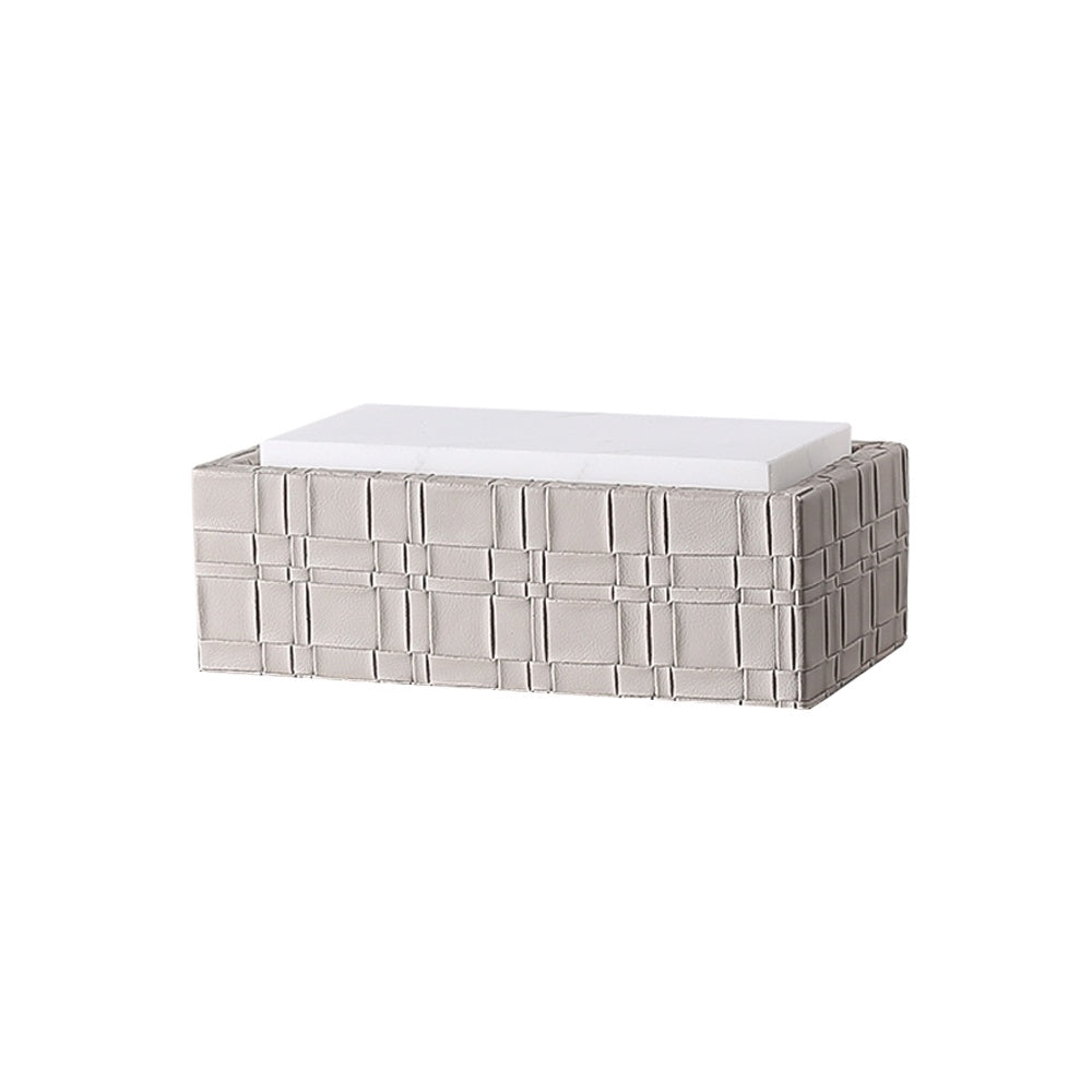 Light Grey Textured Leather Box with Crystal Lid - Medium FB-PG2206B