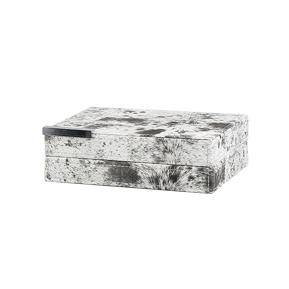 Hair On Hide Leather Box with Metal Detail - Medium FB-PG2212B