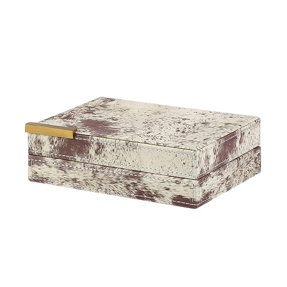Hair On Hide Leather Box with Metal Detail - Large FB-PG2213A