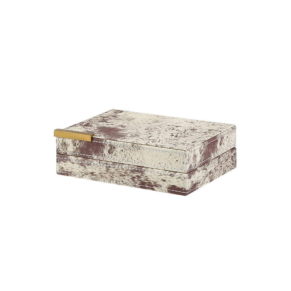 Hair On Hide Leather Box with Metal Detail - Medium FB-PG2213B