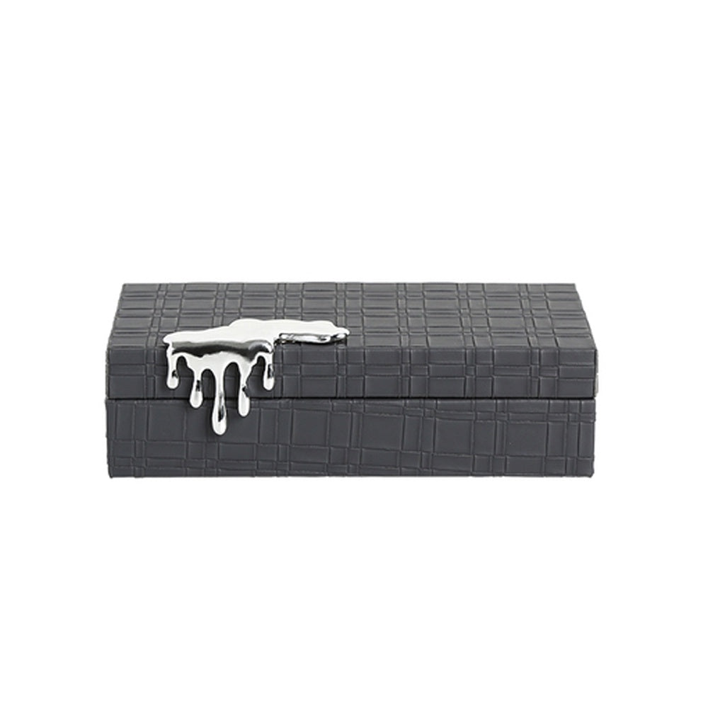 Faux Leather Storage Box with Water Drop Detail and Weave Detail FB-PG23010B