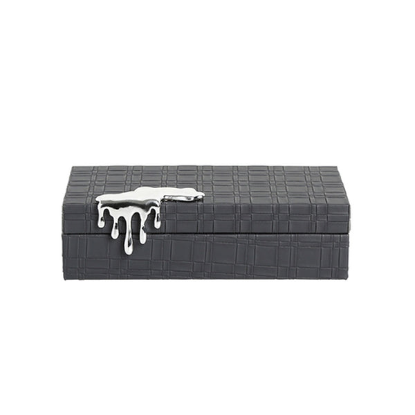 Faux Leather Storage Box with Water Drop Detail and Weave Detail FBPG