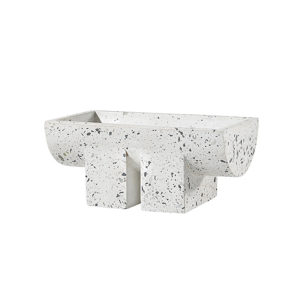 White Terrazzo Long Decorative Bowl with Legs FB-T2213A