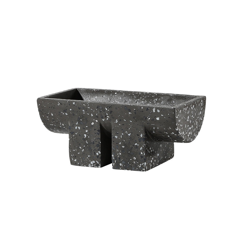 Grey Terrazzo Long Decorative Bowl with Legs FB-T2213B