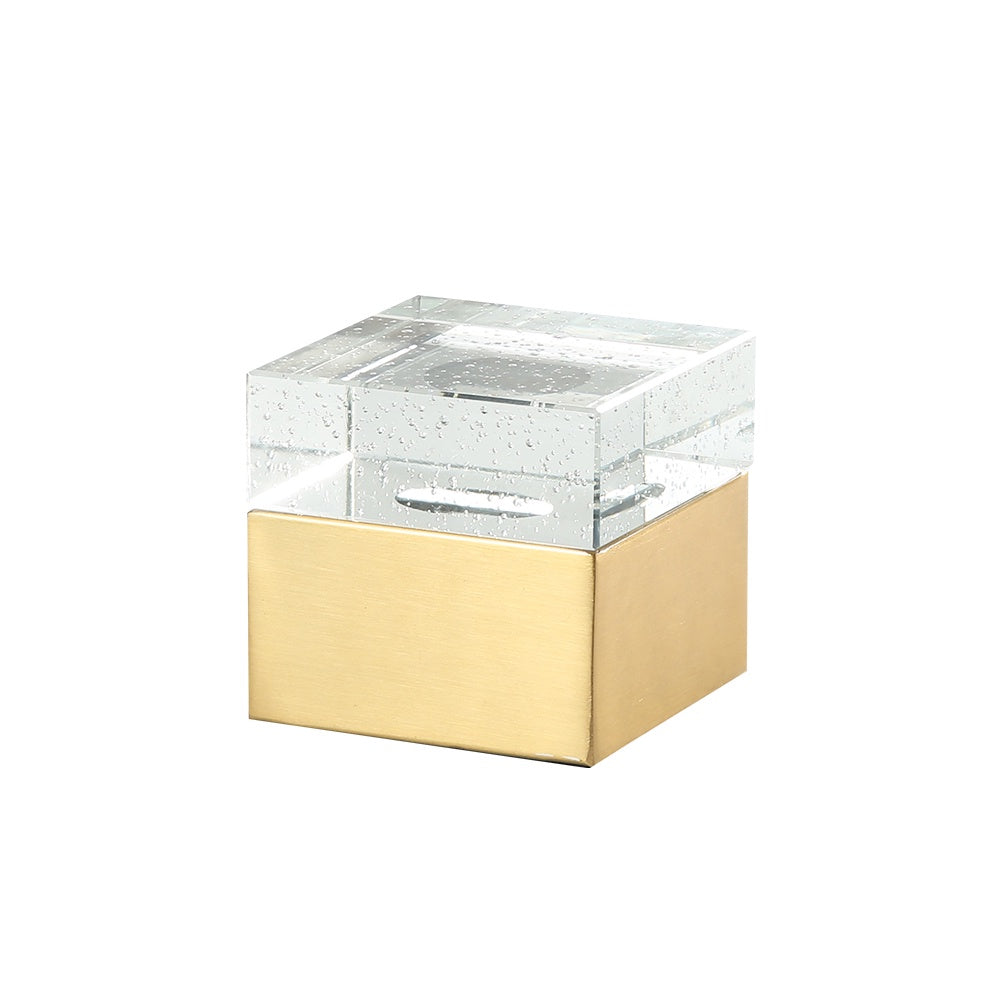 Gold Metal Box with Crystal Lid - Large FB-W22005A