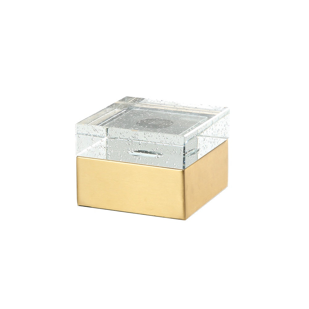 Gold Metal Box with Crystal Lid - Small FB-W22005B