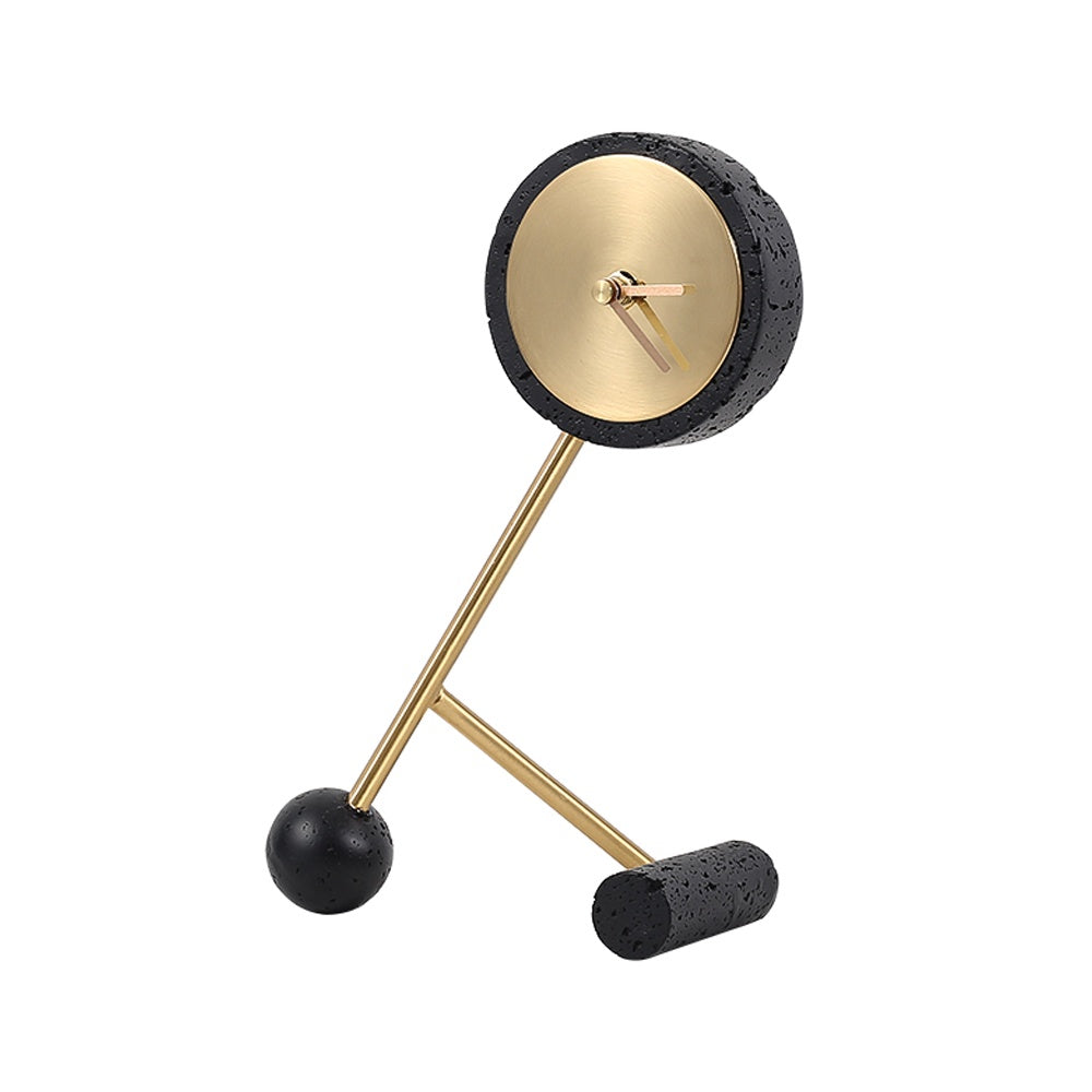 Black Resin Clock with Gold Face FB-W22015B