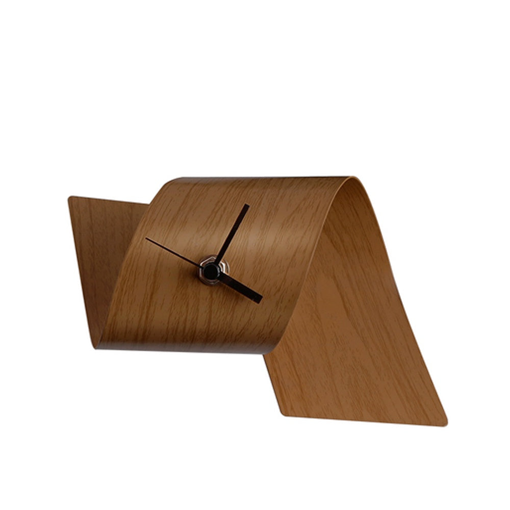 Metal Desk Clock with Wood Grain Detail FB-W23005