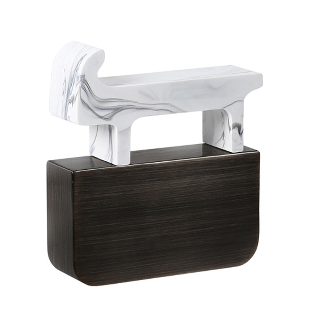 White Resin Dog with Black Metal Base FB-W23006B