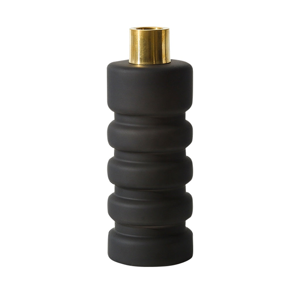 Black Glass Vase with Brass Detail - Tall FB-ZS2140A