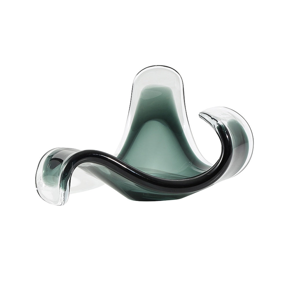 Grey Glass Curved Decorate Bowl FB-ZS2219A