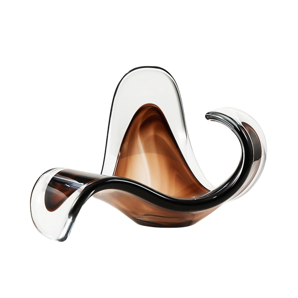 Amber Glass Curved Decorate Bowl FB-ZS2219B