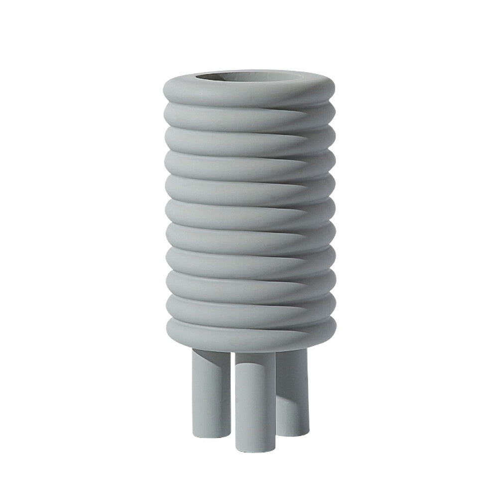Grey Ribbed Resin Vase with Feet FC-SZ2174C