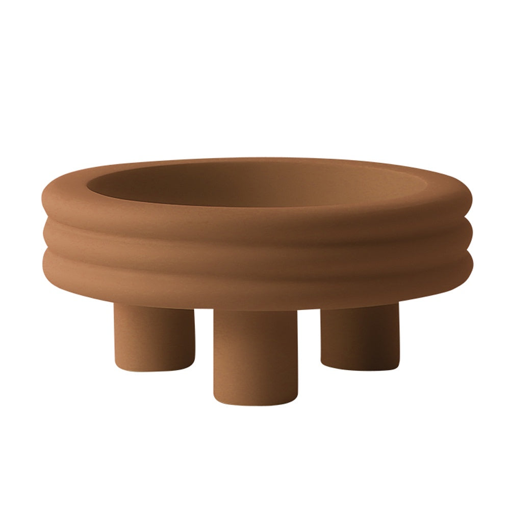 Brown Ribbed Resin Bowl with Feet FC-SZ2175B