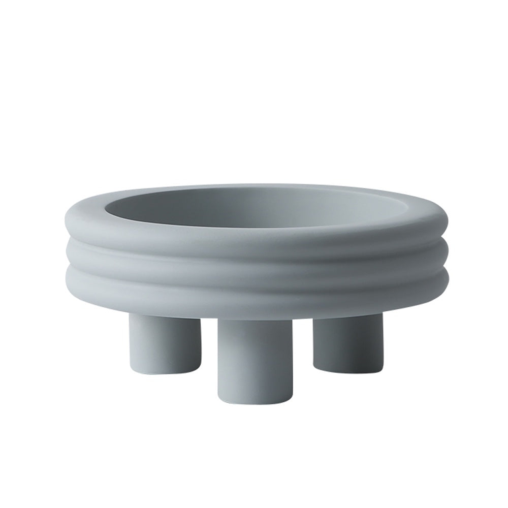 Grey Ribbed Resin Bowl with Feet FC-SZ2175C