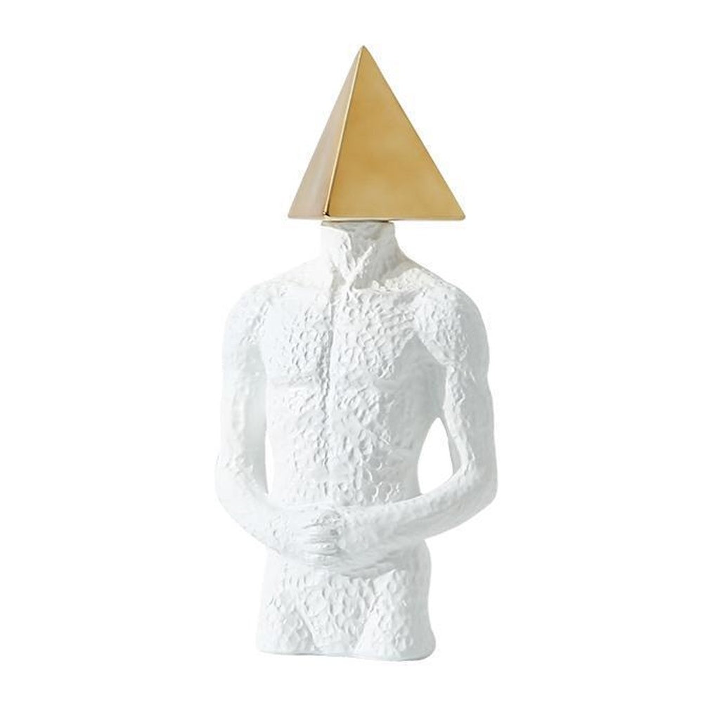 White & Gold Resin  Figurative Sculpture - Pyramid FC-SZ2192A