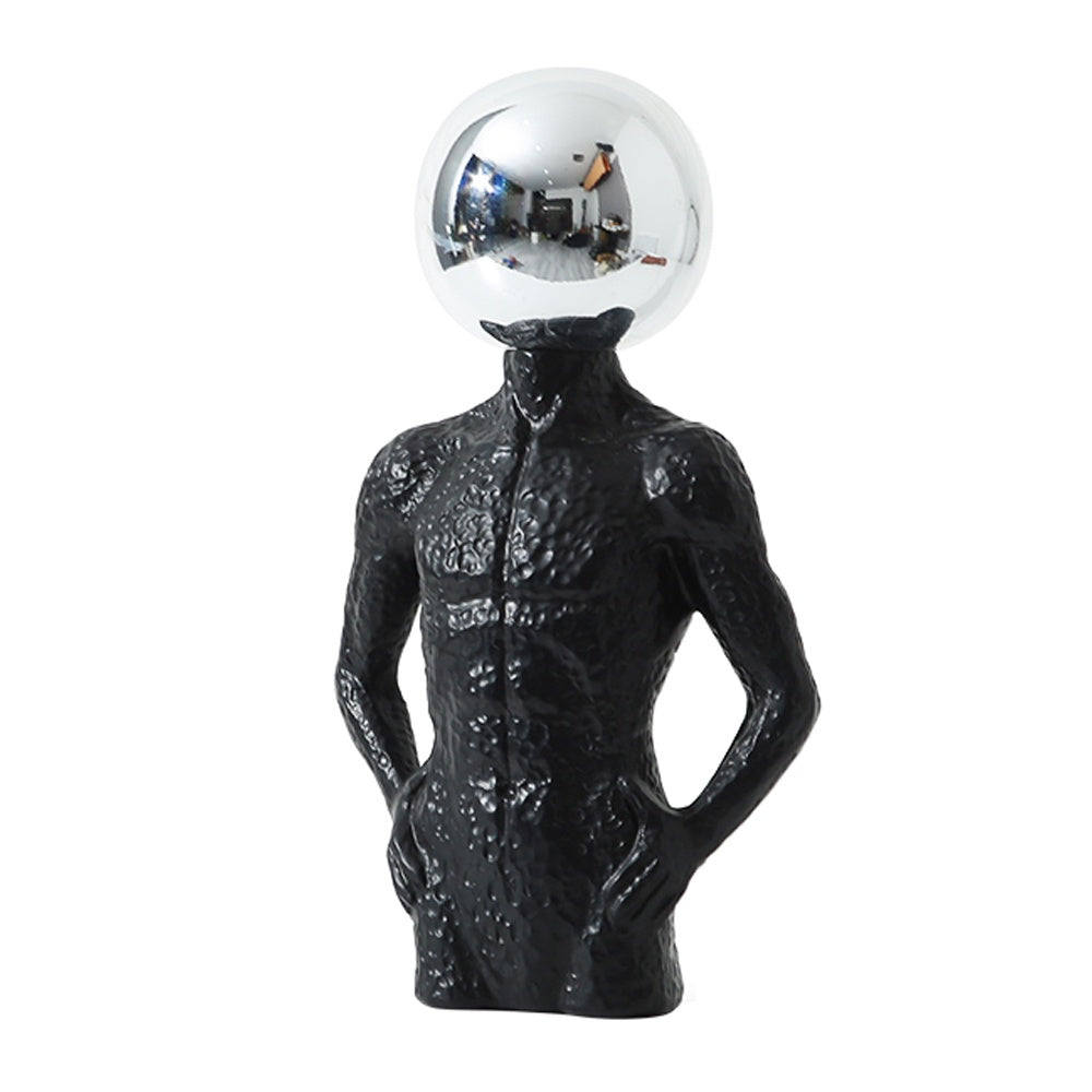 Black & Silver Resin  Figurative Sculpture - Sphere FC-SZ2194B